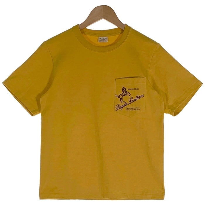 Dagda Leathers ダグダレザーズ プリント ポケットTシャツ 袖刺繡 マスタード 旧マッコイ 滝沢氏 Size S 福生店