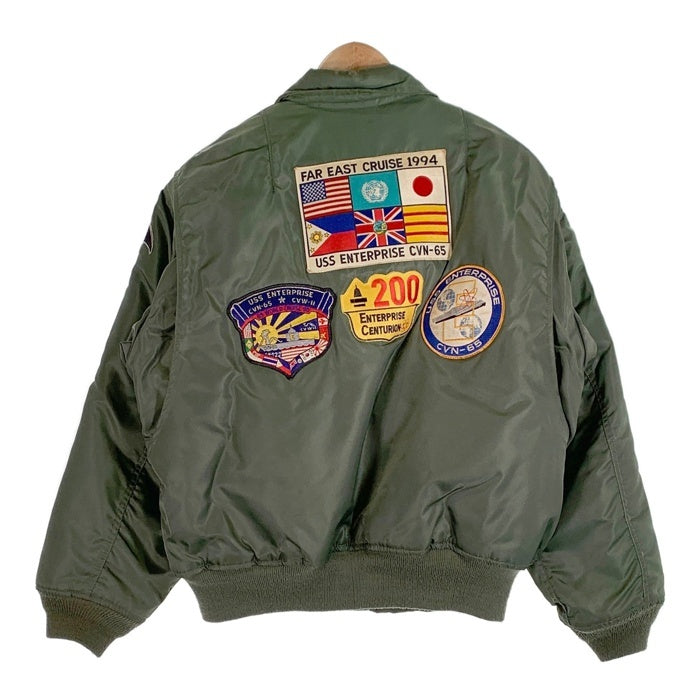 70's CWU-45/P FILAMENT NYLON ミリタリー フライトジャケット カスタムワッペン TOM CAT グリーン 78年会計 民間品 Size L 福生店