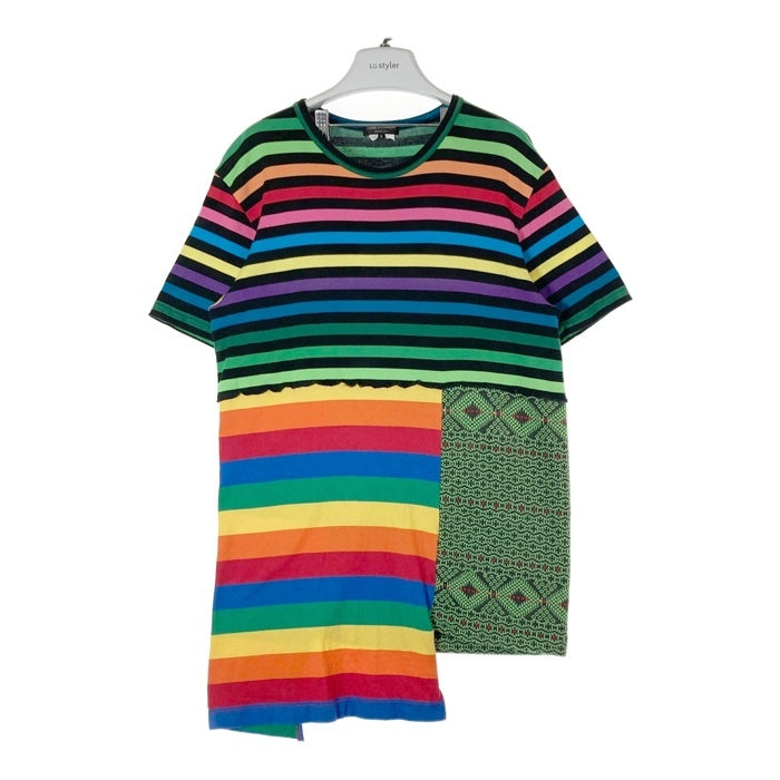 COMME ddes GARCONS HOMME PLUS コムデギャルソンオムプリュス PF-T005 AD2020 マルチボーダー 再構築Tシャツ ブラック sizeM 瑞穂店