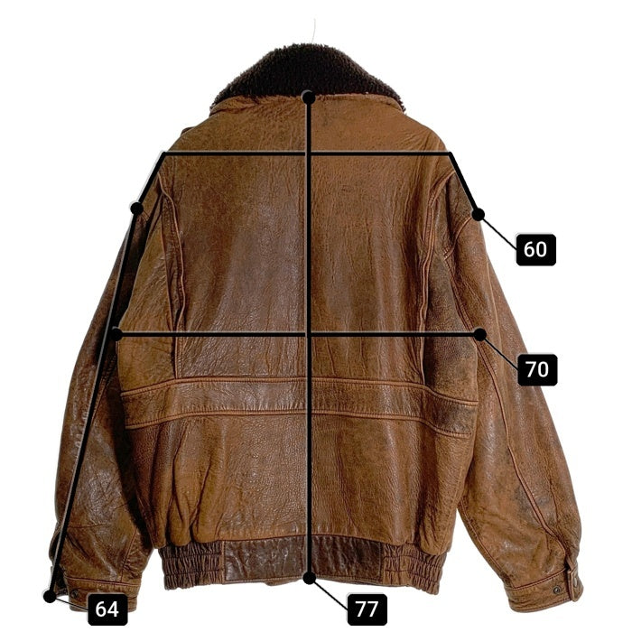 Pierre Bonee ピエールボーン 襟ボア レザーフライトジャケット ブラウン Size 4L 福生店