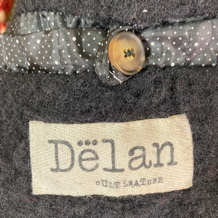 Delan デラン 切り替えレザージャケット リブ 内側刺繍生地 ブラック size56 瑞穂店