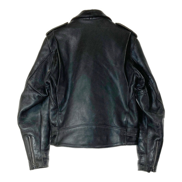 FIRST Genuine Leather ファーストジェニュインレザー TALONジップ ダブル ライダースジャケット ブラック size38 瑞穂店