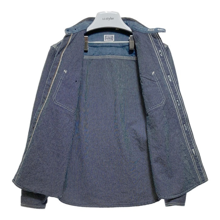 FLAT HEAD フラットヘッド ピンヒッコリー ワークシャツ ネイビー ホワイト CO-10W Size 36 瑞穂店