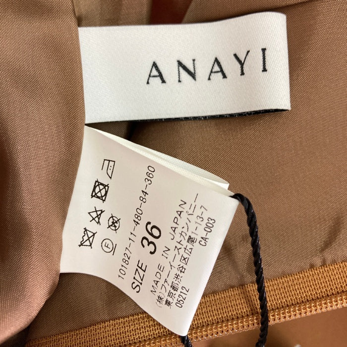 ANAYI アナイ スカート ブルツイル タックスカート リボン ベージュ size36 瑞穂店