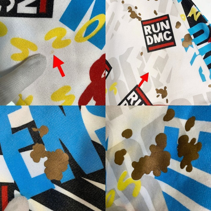 90's adidas アディダス RUN DMC ラグランスリーブ クルーネックスウェットトレーナー ホワイト プリント 刺繡 銀タグ Size L-XL 相当 福生店