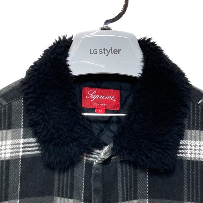 SUPREME シュプリーム 21AW  Faux Fur Collar Flannel Shirt  ファーカラー チェック フランネルシャツ ブラック Size M 瑞穂店
