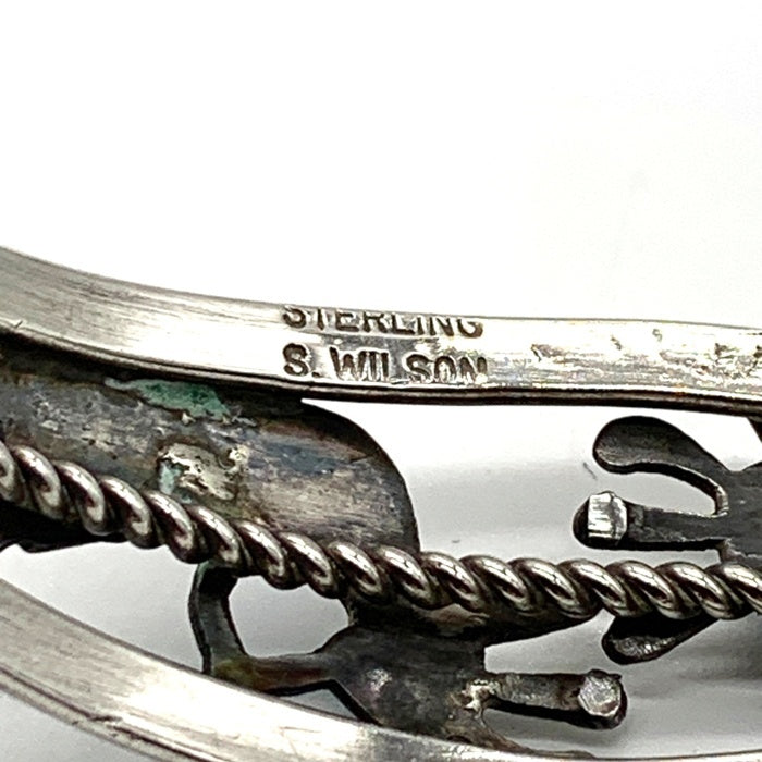 ナバホ族 S,WILSON ココペリ ターコイズ シルバーバングル STERLING 福生店