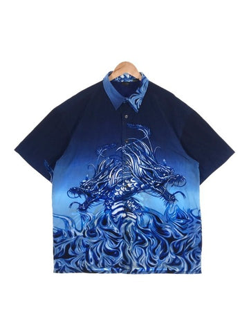 US古着 AMPLIFY 総柄 プリント 半袖シャツ ドラゴン Size XXL 福生店
