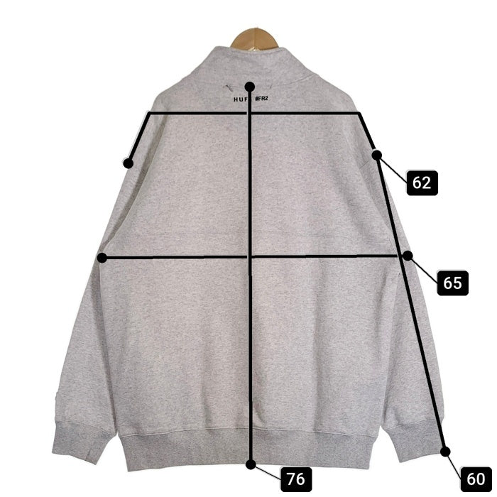 HUF ハフ FR2 ハーフジップ スウェット アッシュグレー Size 2XL 福生店