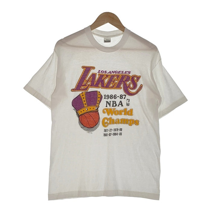 80's NBA ロサンゼルス・レイカーズ 1986-87 World Champs プリントTシャツ ホワイト BELTON Size L 福生店