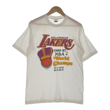 80's NBA ロサンゼルス・レイカーズ 1986-87 World Champs プリントTシャツ ホワイト BELTON Size L 福生店
