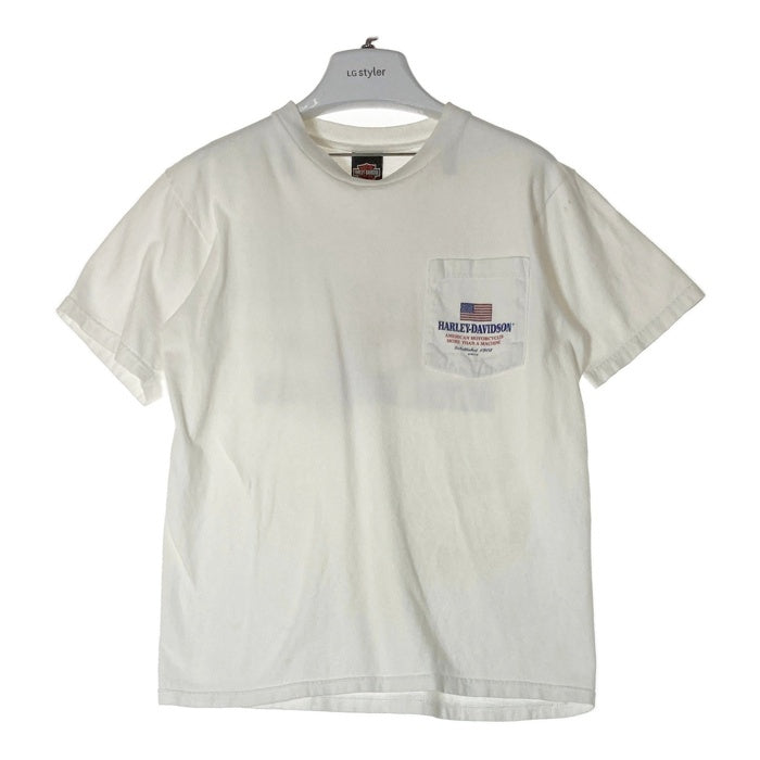 HARLEY DAVIDSON ハーレーダビッドソン USA製 ポケットTシャツ ホワイト sizeM※所々汚れ有 瑞穂店