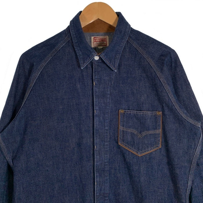 DELUXEWARE デラックスウェア USL DENIM SHIRT デニムシャツ ラグランスリーブ 比翼 インディゴ 40sモデル Size XL 福生店