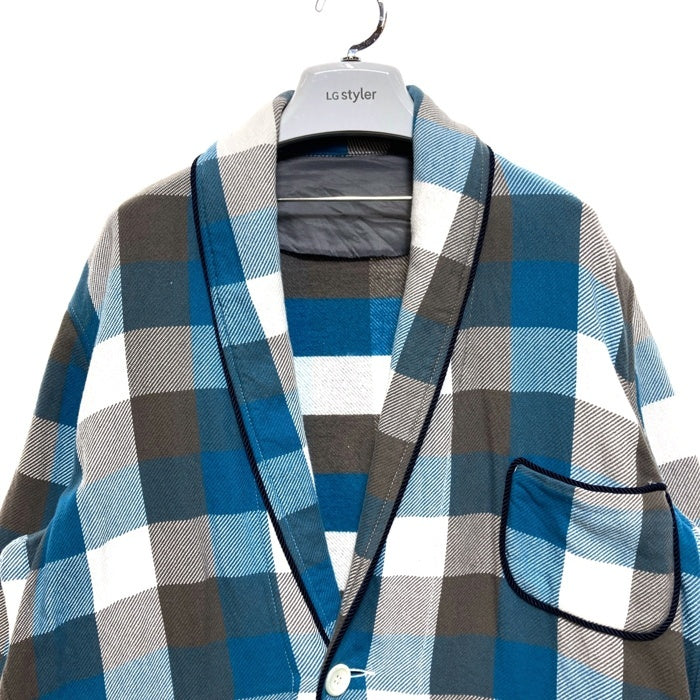 YOUNG&OLSEN ヤングアンドオルセン ガウンコート チェック ホワイトxブルー size 瑞穂店