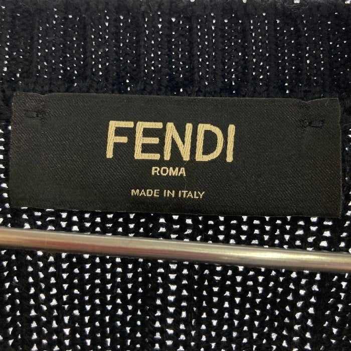 FENDI フェンディ 21AW FZY451 AH33 ロゴ クルーネック プルオーバー ニットセーター ブラック size50 瑞穂店