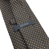 Gucci グッチ シルクネクタイ ドット ブラウン ゴールド 厚手 福生店