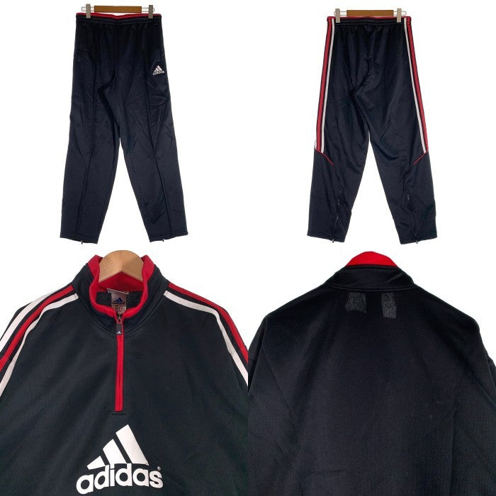 00's adidas アディダス トラックスーツ ハーフジッププルオーバートップ パンツ ジャージ ブラック 日本製 Size XO 福生店