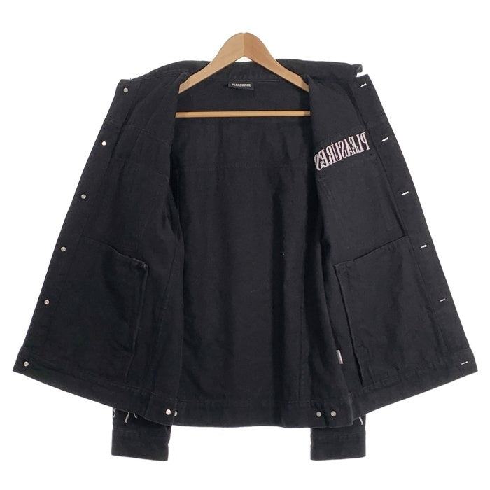 PLEASURES プレジャーズ WEB DENIM JACKET ウェブデニムジャケット ブラック 刺繡 プリント Size S 福生店