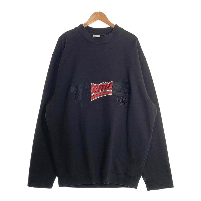VETEMENTS ヴェトモン 18AW Baseball Logo Embroidered Sweatshirt ベースボールロゴ クルーネック スウェット ブラック MAH18TR31 Size M 福生店