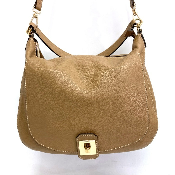 FURLA フルラ JO ショルダーバッグ レザー 2WAY フラップ ゴールド金具 ベージュ 瑞穂店