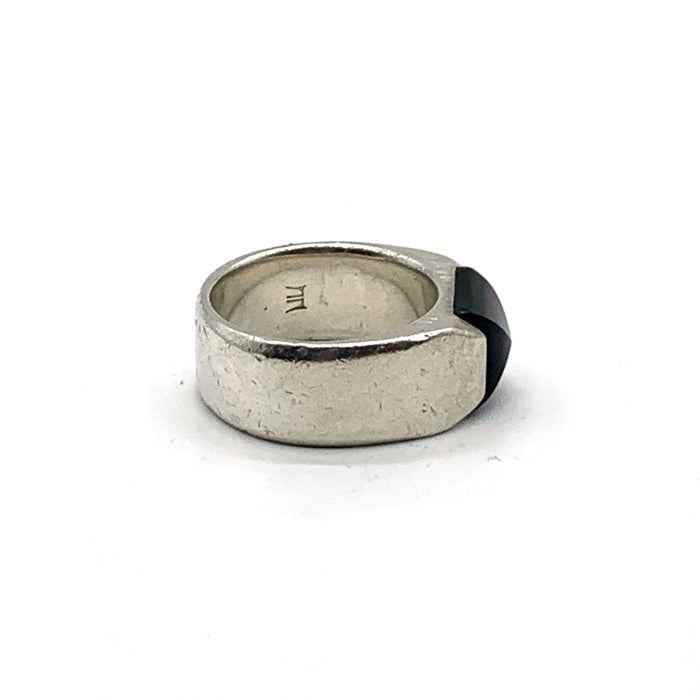 ブランド不明 ピラミッドストーン シルバーリング SILVER 黒石 Size 19号 福生店