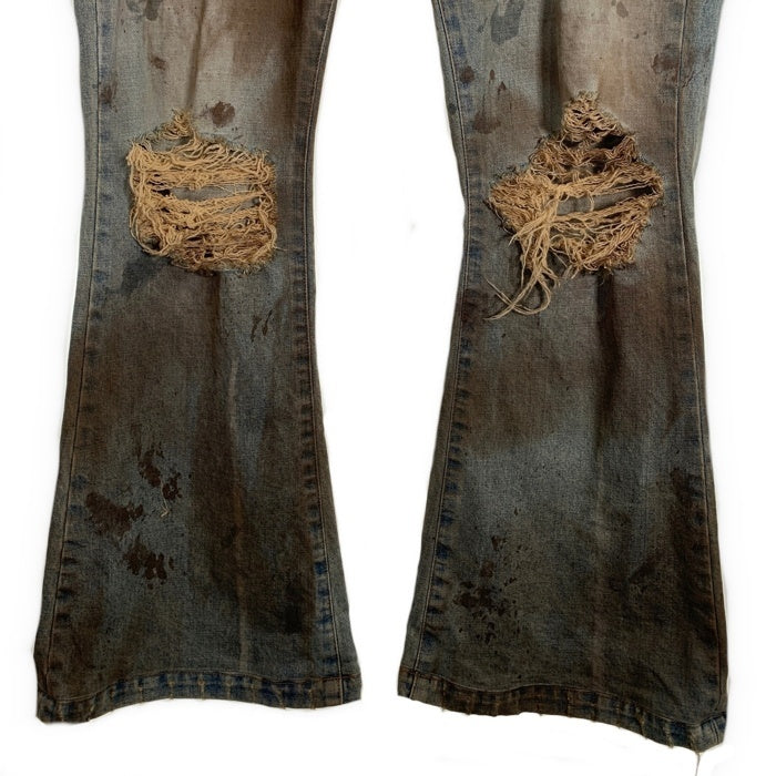 MLVINCE メルヴィンス 23AW DISTRESSED FLARE JEANS ダメージ加工 フレアデニムパンツ グレー Size 32 福生店