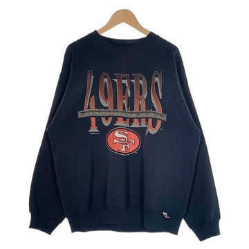 90's NFL Sanfrancisco 49ers サンフランシスコ フォーティーナイナース クルーネックスウェットトレーナー ブラック LOGO7 Size XL 福生店