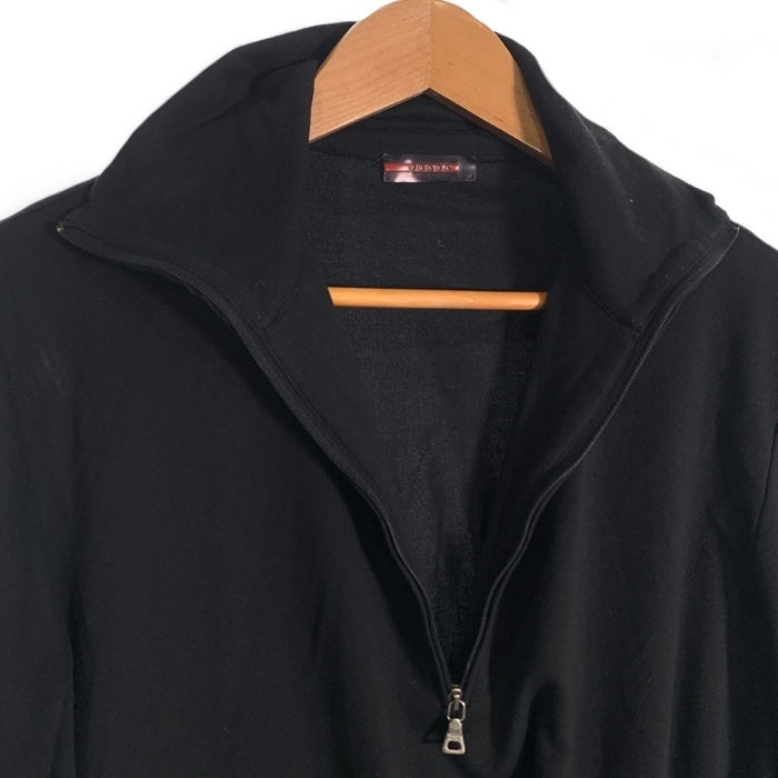 PRADA SPORT プラダスポーツ ハーフジップ プルオーバートップ 長袖 ブラック ポリエステル ラバーパッチ Size L 福生店