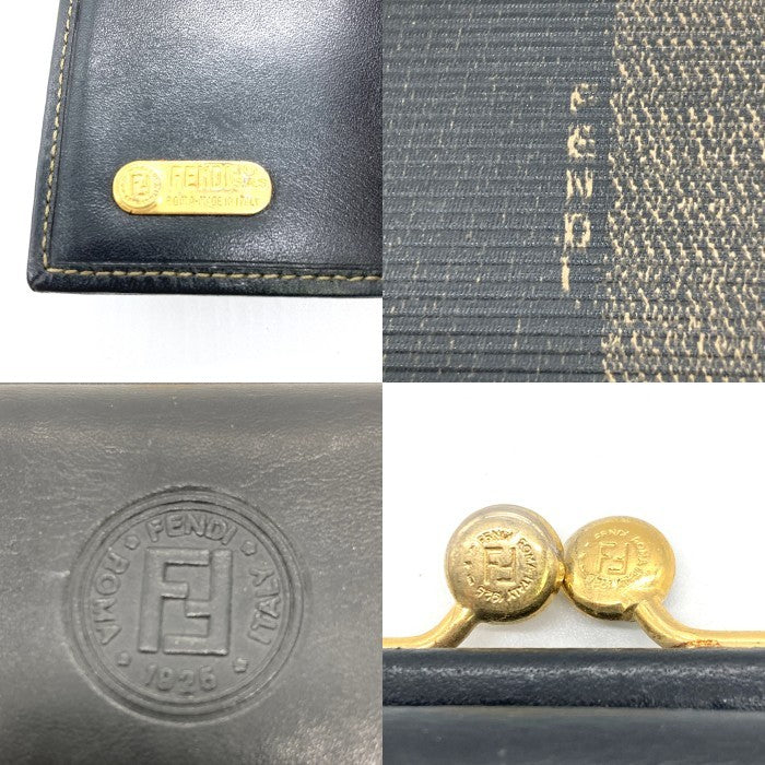 FENDI フェンディ ペカン柄 がま口財布 ブラックxブラウン 瑞穂店