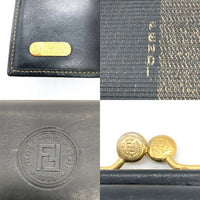 FENDI フェンディ ペカン柄 がま口財布 ブラックxブラウン 瑞穂店