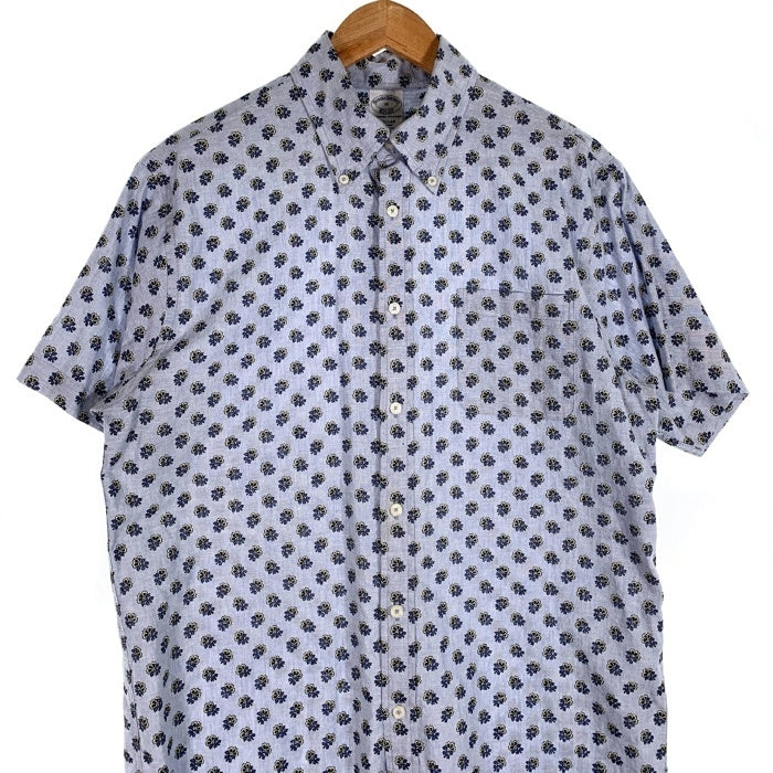 Brooks Brothers ブルックスブラザーズ リネン コットン 花柄プリント 半袖シャツ ブルー Size M 福生店