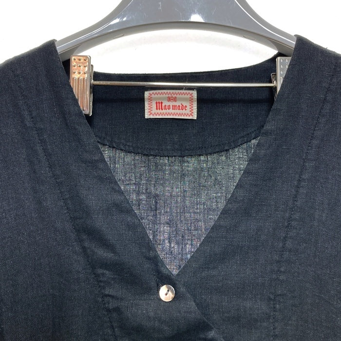 mao made マオメイド フロントボタンリネンワンピース ブラック sizeF 瑞穂店