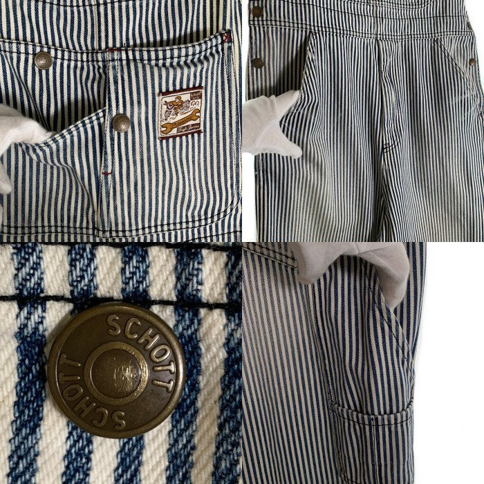 Schott ショット ヒッコリー ストライプ オーバーオール ホワイト 3106003 Size 32 福生店