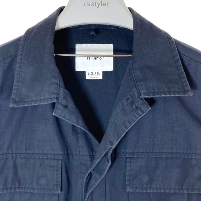 WTAPS ダブルタップス 211WVDT-SHM04 リップストップ ミリタリーシャツ ネイビー size3 瑞穂店