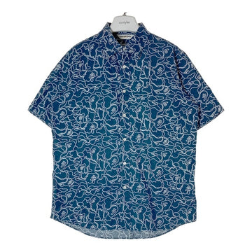 A BATHING APE アベイシングエイプ ゴリラ 迷彩総柄 半袖シャツ ネイビー sizeXL 瑞穂店