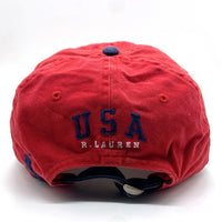 90's Polo By Ralph Lauren ポロバイラルフローレン アメリカ国旗 星条旗 パッチ 6パネル キャップ レッド ネイビー 福生店