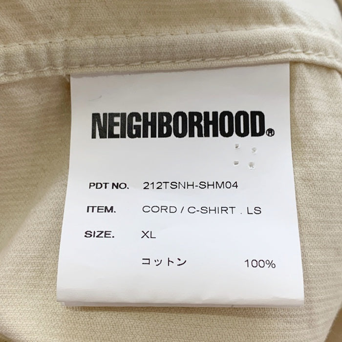NEIGHBORHOOD ネイバーフッド 21AW CORD/C-SHIRT LS コーデュロイ ロングスリーブシャツ ベージュ クリーム 212TSNH-SHM04 Size XL 福生店