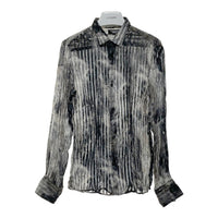 TORNADO MART トルネードマート シワ加工 ポリエステル 総柄シャツ 長袖 ブラック シースルー Size L 瑞穂店