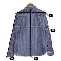 Pherrow's フェローズ シアサッカー ラウンドヨーク ストライプワークシャツ バンドカラー ブルー Size M 福生店