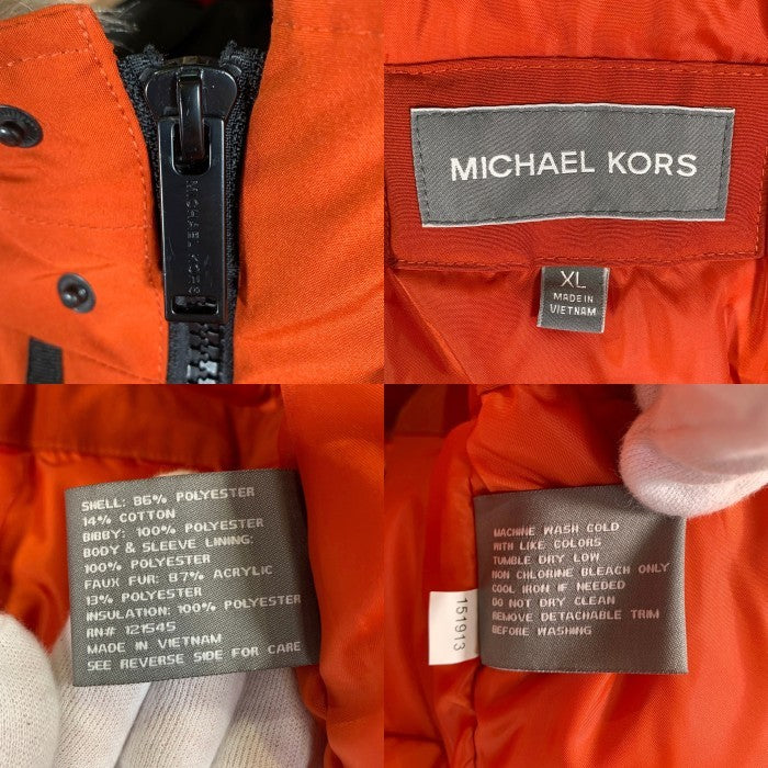 MICHAEL KORS マイケルコース 中綿ジャケット ファー付き オレンジ Size XL 福生店