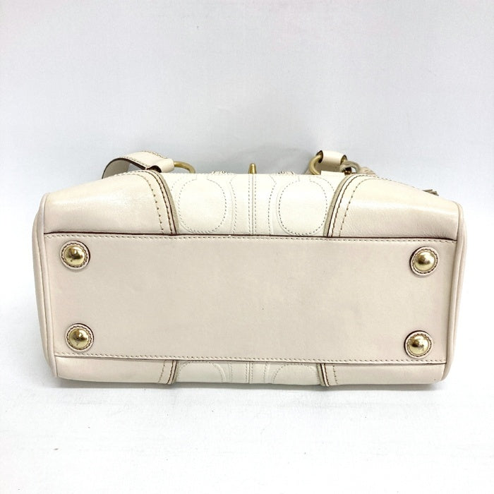 COACH コーチ 11639 ハンドバッグ シグネチャー ターンロック レザー ホワイト 瑞穂店