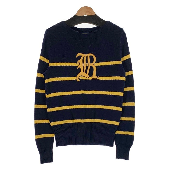 RALPH LAUREN RUGBY ラルフローレンラグビー ボーダーフェルトワッペン コットンセーター ネイビー イエロー Size S 福生店