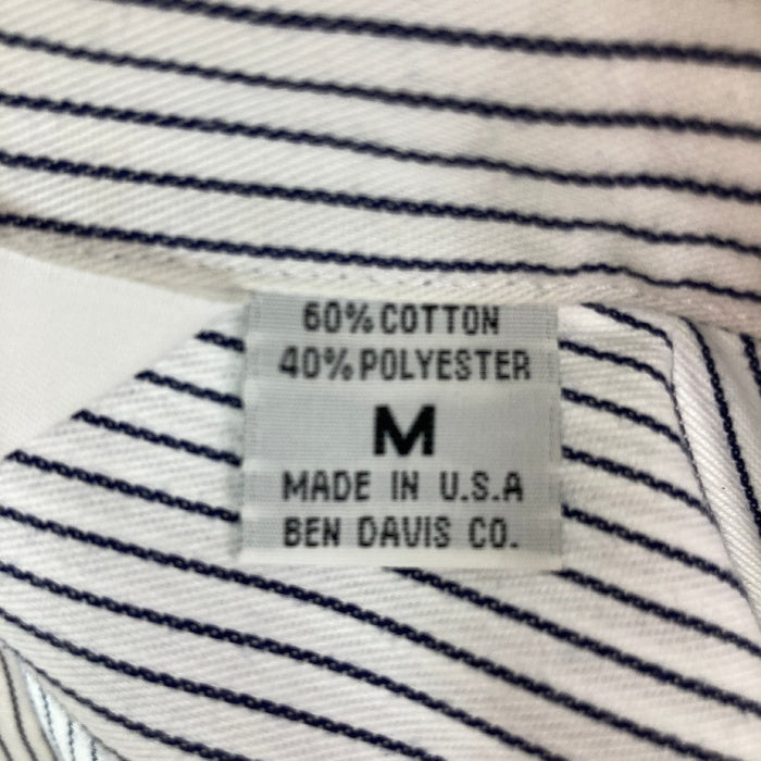 BEN DAVIS ベンデイビス USA製 ストライプ 長袖ワークシャツ ホワイト sizeM 瑞穂店