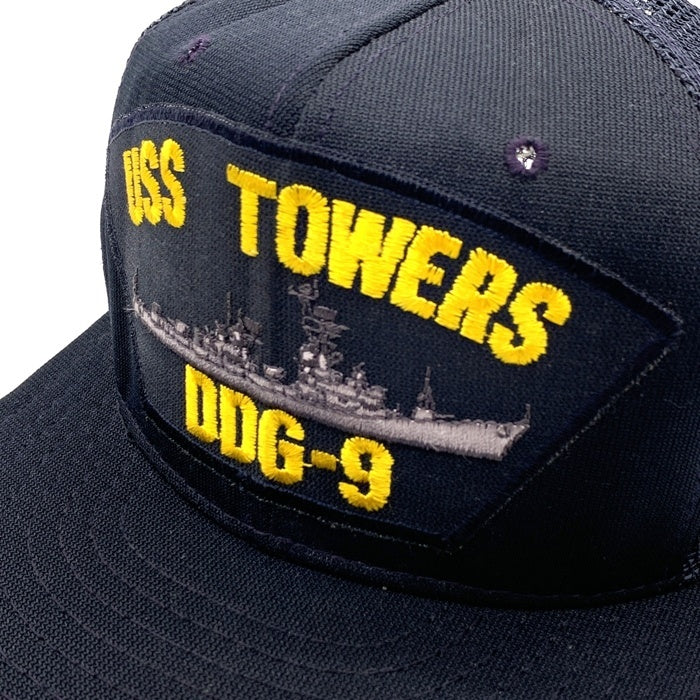 90's 米海軍 USS 強襲揚陸艦 TOWERS DDG-9 スナップバック メッシュキャップ ネイビー ステンシル 福生店