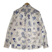 SOFT MACHINE ソフトマシーン 14SS WALL FLASH SHIRTS タトゥー柄 ウォール フラッシュ 長袖 シャツ ホワイト ブルー Size XL 福生店