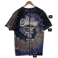 STUSSY ステューシー タイダイ ワールドツアープリント Tシャツ パープル ブラック Size M 福生店