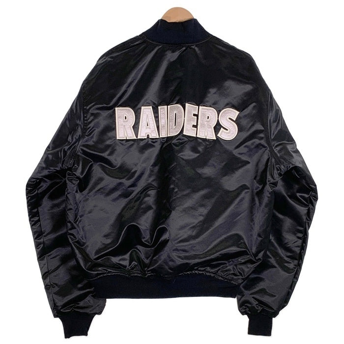 80's 90's STARTER スターター PROLINE プロライン NFL RAIDERS レイダース ナイロン スタジアムジャケット スタジャン ブラック USA製 Size XL 福生店