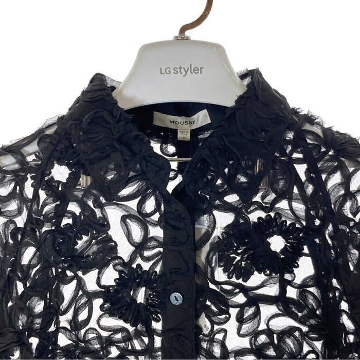 MOUSSY マウジー RIBBON TULLE  シャツ ブラック sizeF 瑞穂店
