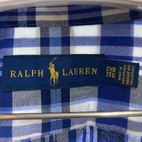 RALPH LAUREN ラルフローレン 半袖 コットン チェック ボタンダウンシャツ ブルー Size2XB 瑞穂店