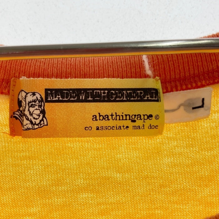 A BATHING APE アベイシングエイプ 90's MADEWITHGENERAL グラデーション リンガー 前面プリント Tシャツ イエローxオレンジ sizeL 瑞穂店